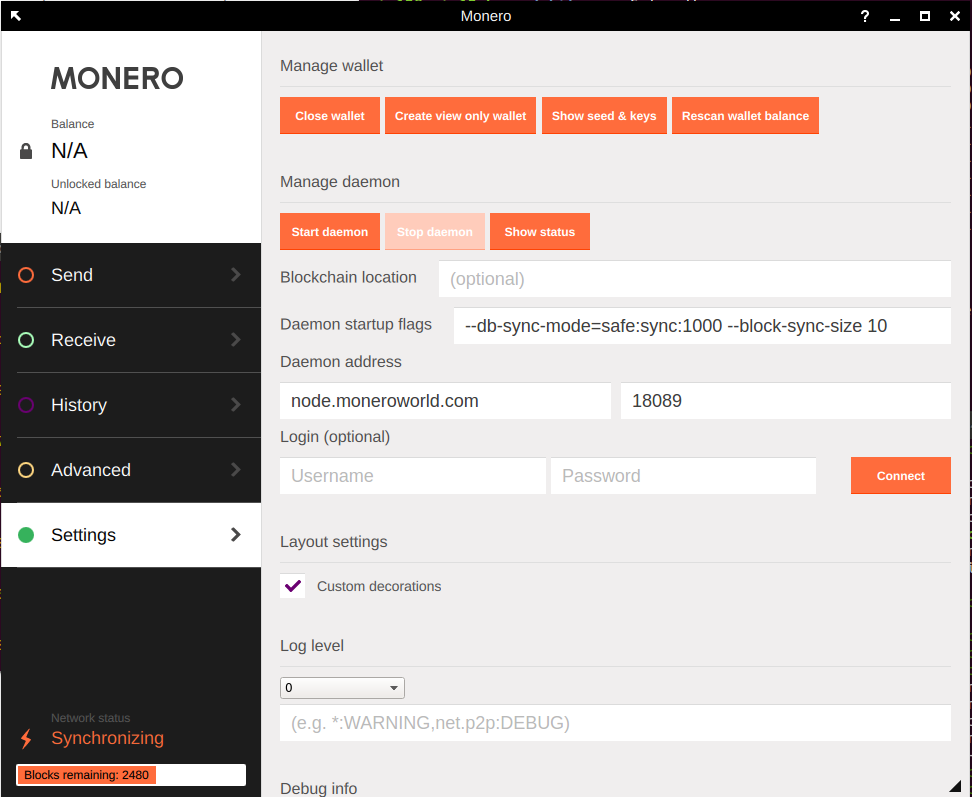 Example of a remote node with Monero GUI
